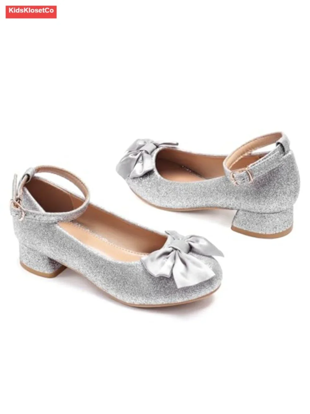 Girls Princess Low Heel Dress Shoes Mary Jane Hook & Loop Toddler